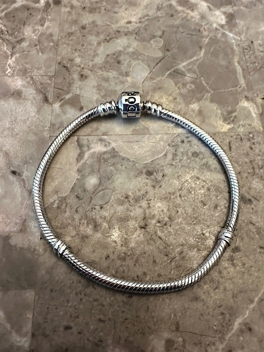 Pandora Moments Barrel Clasp Snake Chain Bracelet Silver